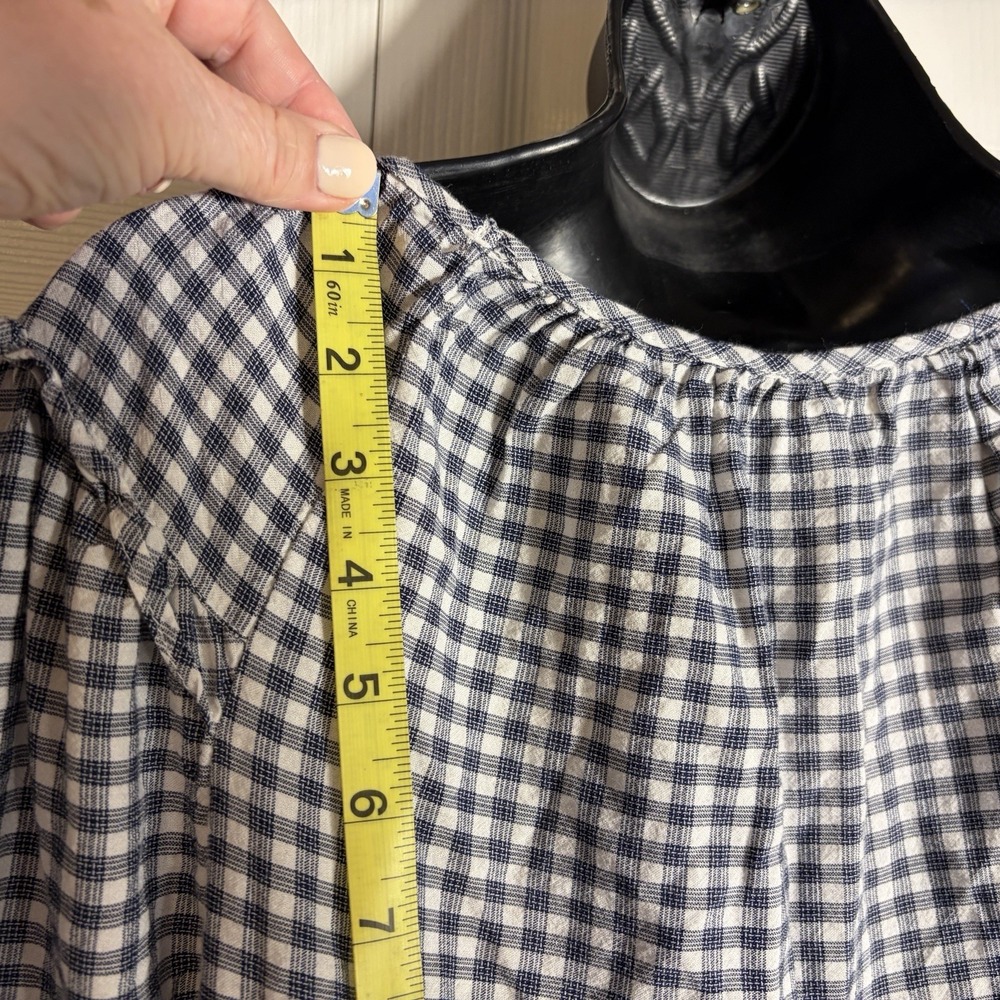 Max Studio Tiered Dress Women S Blue White Gingham Check Long Sleeve Cottagecore - Picture 7 of 10